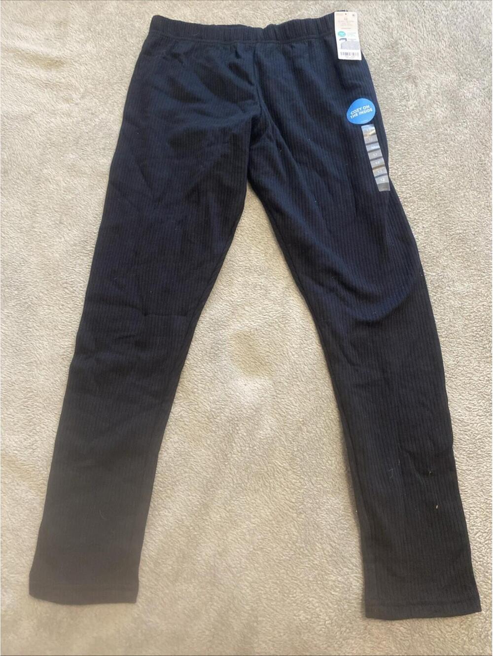 Carters Girl's Legging Ribbed Cozy Inside Black Sz 12 Tight Corduroy Look